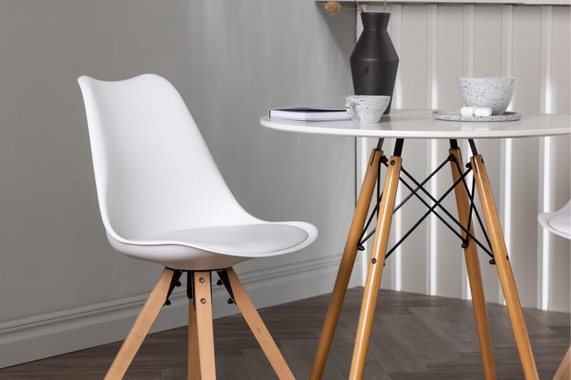 Danburi Matgrupp  60 cm Rund med 2 Zeno stolar - Vit - Möbler - Matplats - Matgrupp & matbord med stolar