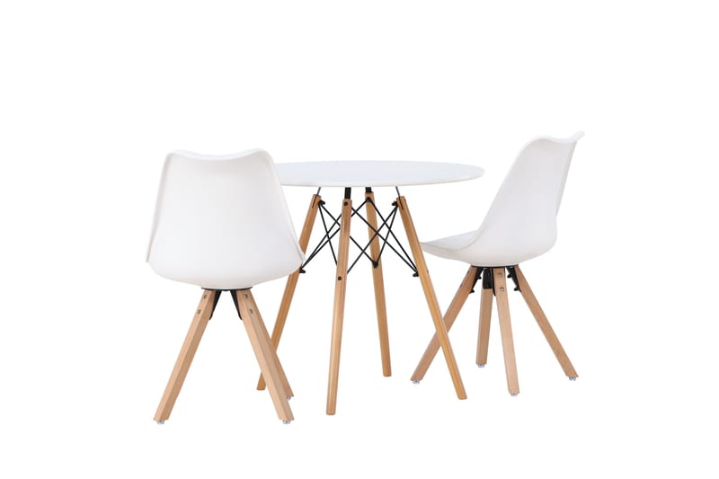 Danburi Matgrupp  60 cm Rund med 2 Zeno stolar - Vit - Möbler - Matplats - Matgrupp & matbord med stolar