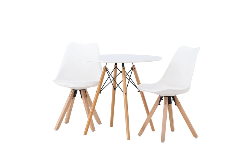 Danburi Matgrupp  60 cm Rund med 2 Zeno stolar - Vit - Möbler - Matplats - Matgrupp & matbord med stolar