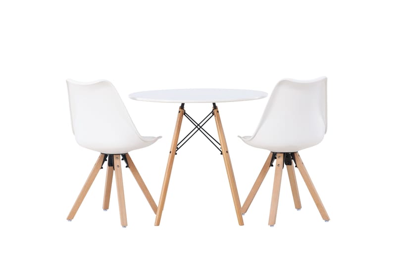 Danburi Matgrupp  60 cm Rund med 2 Zeno stolar - Vit - Möbler - Matplats - Matgrupp & matbord med stolar