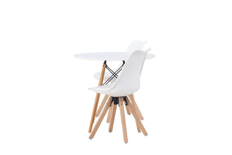 Danburi Matgrupp  60 cm Rund med 2 Zeno stolar - Vit - Möbler - Matplats - Matgrupp & matbord med stolar