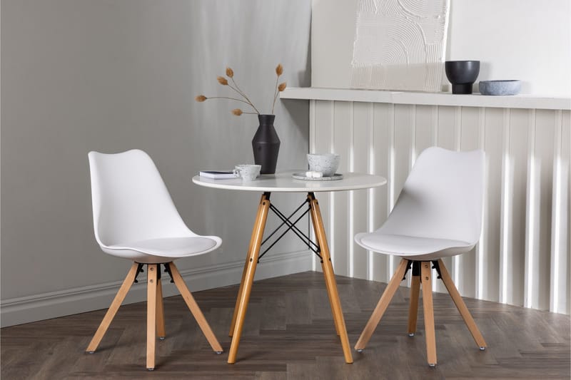 Danburi Matgrupp  60 cm Rund med 2 Zeno stolar - Vit - Möbler - Matplats - Matgrupp & matbord med stolar