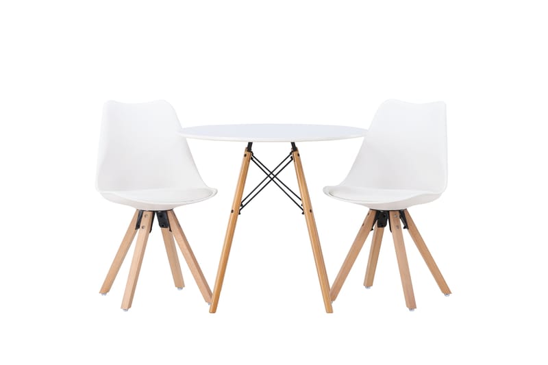 Danburi Matgrupp  60 cm Rund Vit med 2 Zeno Stolar