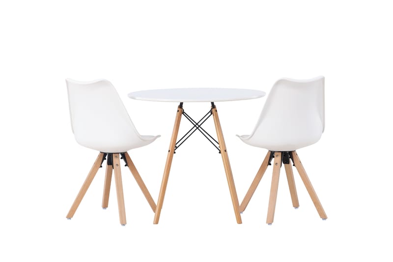 Danburi Matgrupp  60 cm Rund Vit med 2 Zeno Stolar - Möbler - Matplats - Matgrupp & matbord med stolar