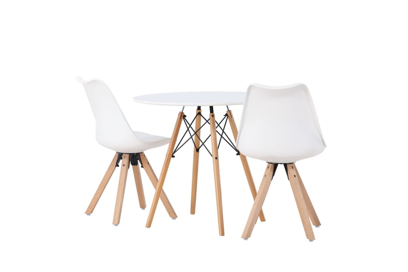 Danburi Matgrupp  60 cm Rund Vit med 2 Zeno Stolar - Möbler - Matplats - Matgrupp & matbord med stolar