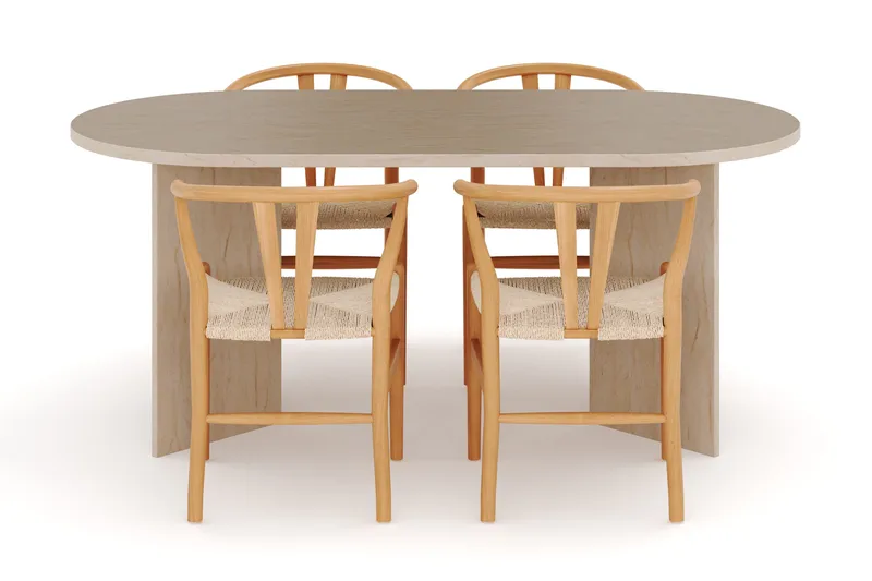 Dano Matbord 180 cm  med 4 Dastoori Matstolar - Travertin / Natur - Möbler - Matplats - Matgrupp & matbord med stolar