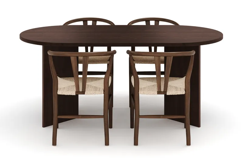 Dano Matbord 180 cm med 4 Dastoori Matstolar - Valnöt - Möbler - Matplats - Matgrupp & matbord med stolar