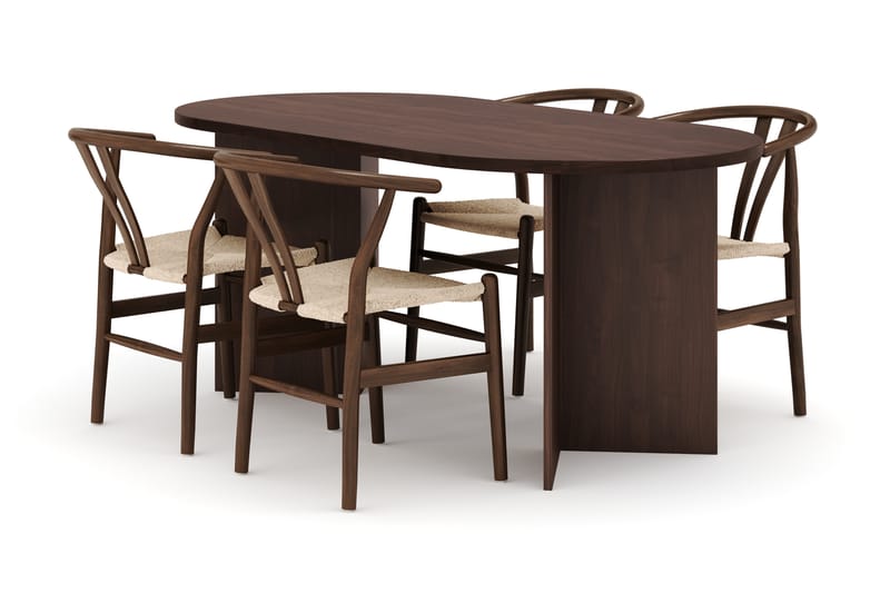 Dano Matbord 180 cm med 4 DEPIJP Matstolar, Valnöt