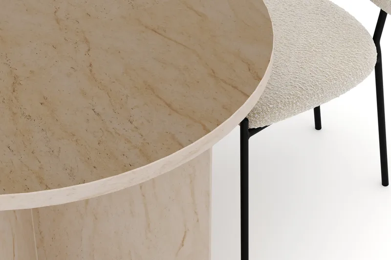 Dano Matbord 180 cm med 4 Gemmiano Matstolar - Travertin / Vit Bouclé - Möbler - Matplats - Matgrupp & matbord med stolar