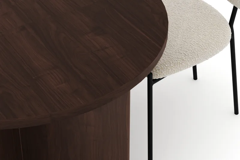 Dano Matbord 180 cm med 4 Gemmiano Matstolar - Valnöt / Vit Bouclé - Möbler - Matplats - Matgrupp & matbord med stolar