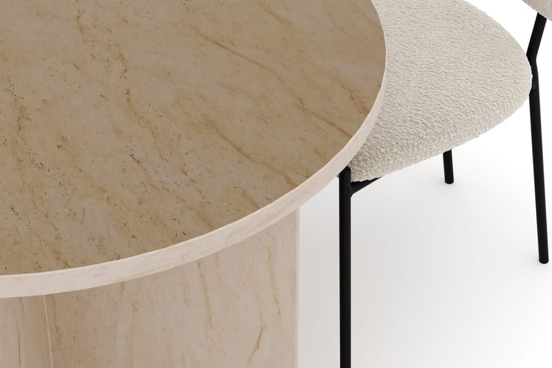 Dano Matbord 180 cm med 4 KARLBERGS Matstolar - Travertin / Vit Bouclé - Möbler - Matplats - Matgrupp & matbord med stolar