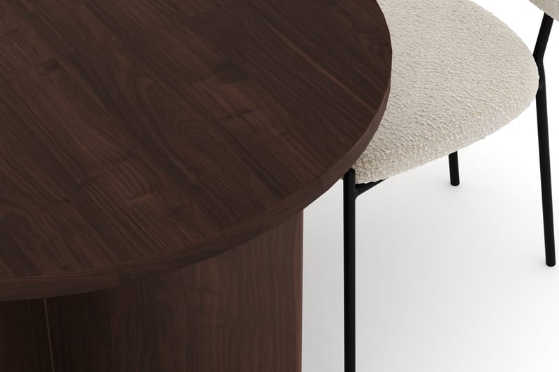 Dano Matbord 180 cm med 4 KARLBERGS Matstolar - Valnöt / Vit Bouclé - Möbler - Matplats - Matgrupp & matbord med stolar