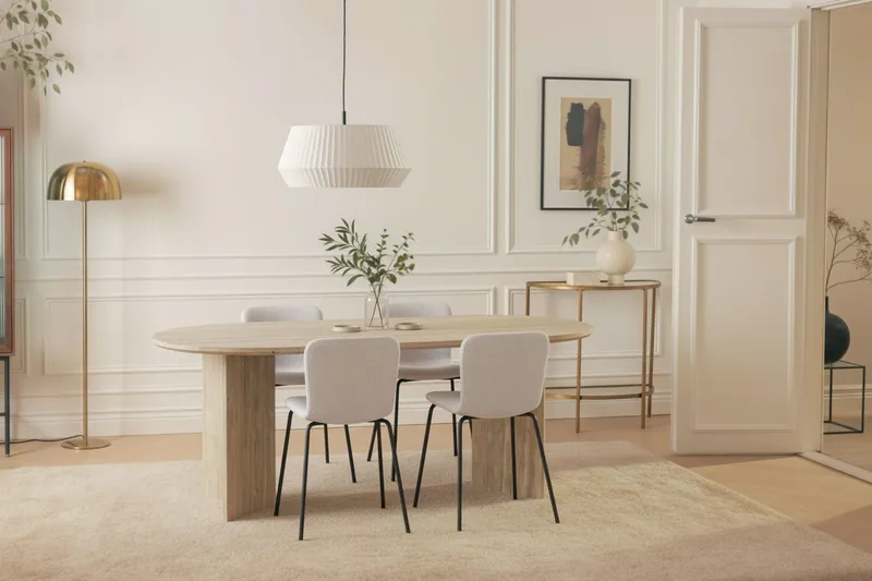 Dano Matbord 180 cm  med 4 Katy Matstolar - Travertin / Vit - Möbler - Matplats - Matgrupp & matbord med stolar