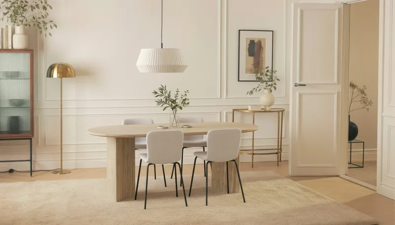 Dano Matbord 180 cm  med 4 Katy Matstolar - Travertin / Vit - Möbler - Matplats - Matgrupp & matbord med stolar