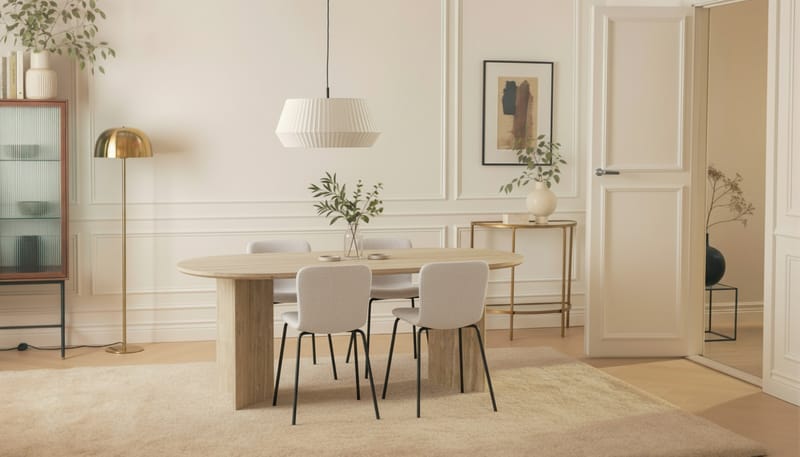 Dano Matbord 180 cm med 4 Katy Matstolar - Travertin / Vit - Möbler - Matplats - Matgrupp & matbord med stolar