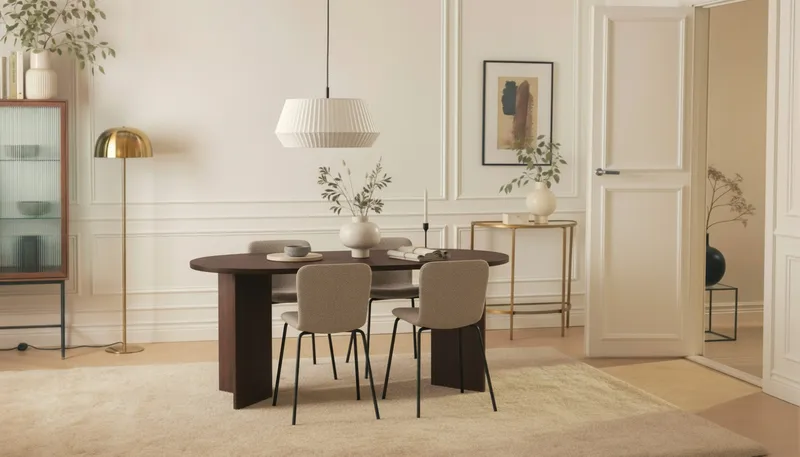 Dano Matbord 180 cm  med 4 Katy Matstolar - Valnöt / Greige - Möbler - Matplats - Matgrupp & matbord med stolar