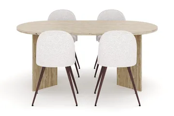 Dano Matbord 180 cm  med 4 Nibe Plus Matstolar - Travertin / Vit - Möbler - Matplats - Matgrupp & matbord med stolar