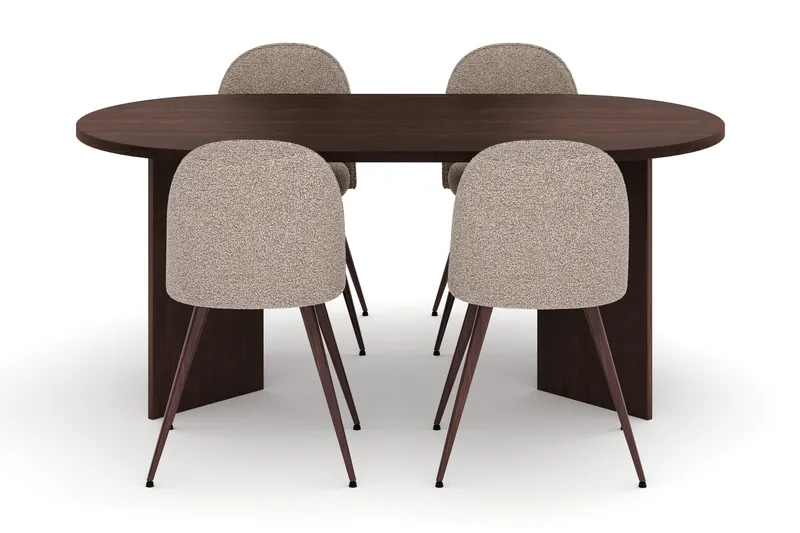 Dano Matbord 180 cm  med 4 Nibe Plus Matstolar - Valnöt / Greige - Möbler - Matplats - Matgrupp & matbord med stolar