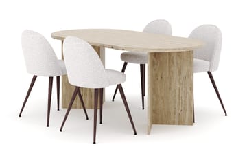 Dano Matbord 180 cm  med 4 Nibe Plus Matstolar - Travertin / Vit - Möbler - Matplats - Matgrupp & matbord med stolar