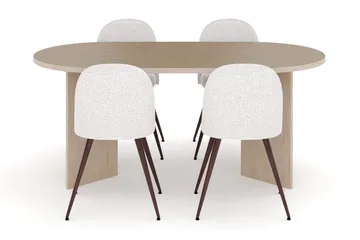 Dano Matbord 180 cm  med 4 Nibe Plus Matstolar - Travertin / Vit - Möbler - Matplats - Matgrupp & matbord med stolar