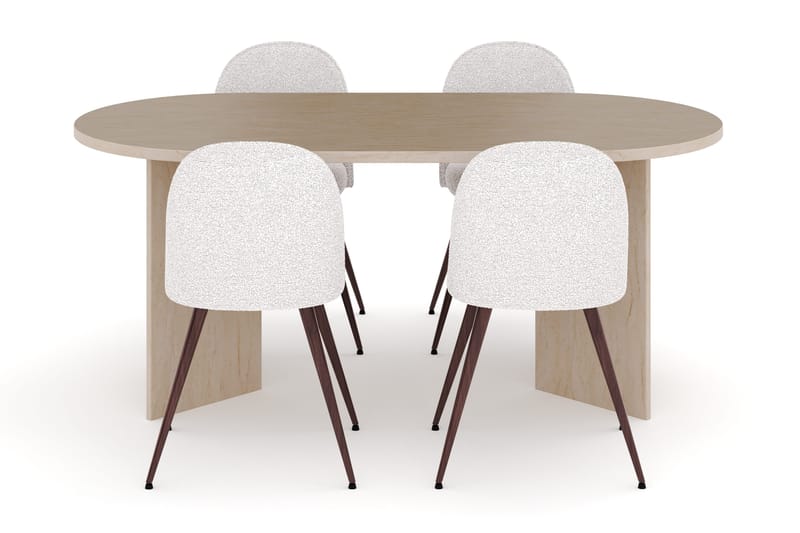 Dano Matbord 180 cm  med 4 Nibe Plus Matstolar - Travertin / Vit - Möbler - Matplats - Matgrupp & matbord med stolar
