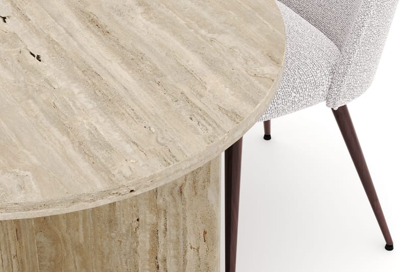 Dano Matbord 180 cm  med 4 Nibe Plus Matstolar - Travertin / Vit - Möbler - Matplats - Matgrupp & matbord med stolar