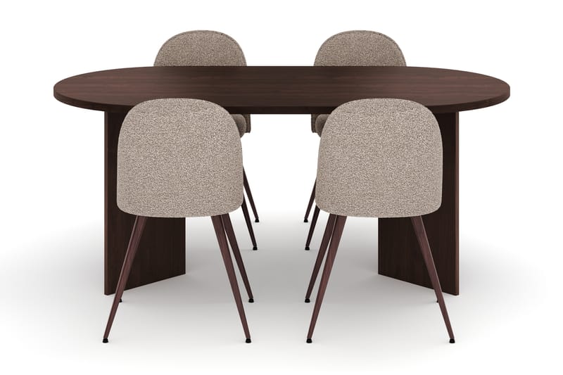 Dano Matbord 180 cm med 4 Nikolas Plus Matstolar - Valnöt / Greige - Möbler - Matplats - Matgrupp & matbord med stolar