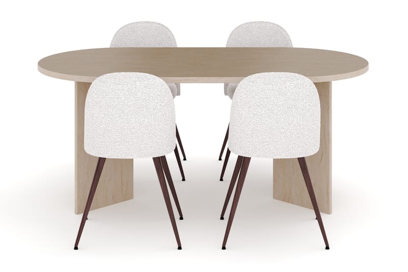 Dano Matbord 180 cm med 4 Nikolas Plus Matstolar - Travertin / Vit - Möbler - Matplats - Matgrupp & matbord med stolar