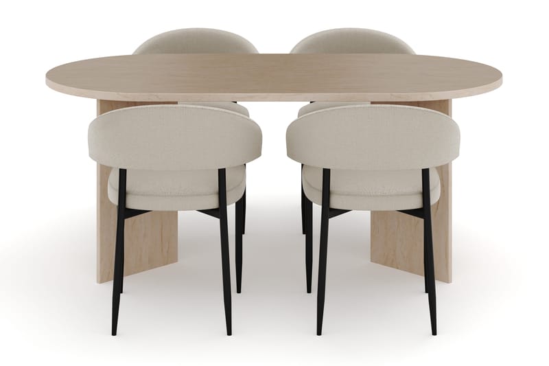Dano Matbord 180 cm  med 4 Sawako Matstolar - Travertin / Beige - Möbler - Matplats - Matgrupp & matbord med stolar