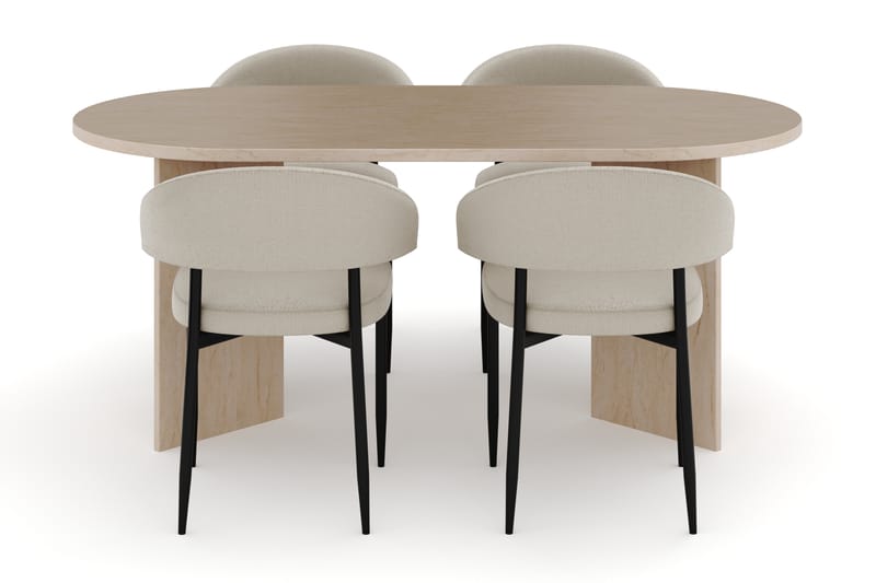 Dano Matbord 180 cm med 4 Sawako Matstolar - Travertin / Beige - Möbler - Matplats - Matgrupp & matbord med stolar