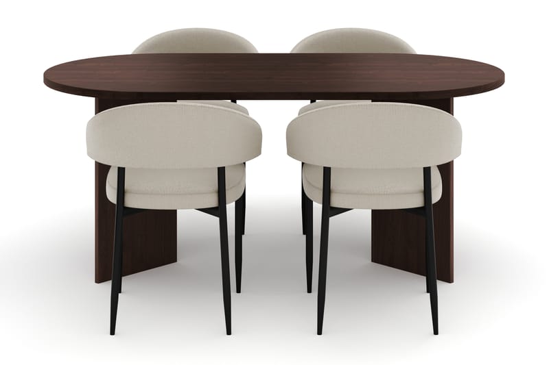 Dano Matbord 180 cm med 4 Sawako Matstolar - Valnöt / Beige - Möbler - Matplats - Matgrupp & matbord med stolar