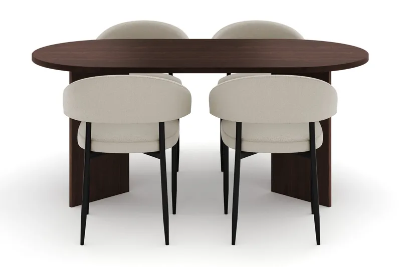 Dano Matbord 180 cm  med 4 Sawako Matstolar - Valnöt / Beige - Möbler - Matplats - Matgrupp & matbord med stolar