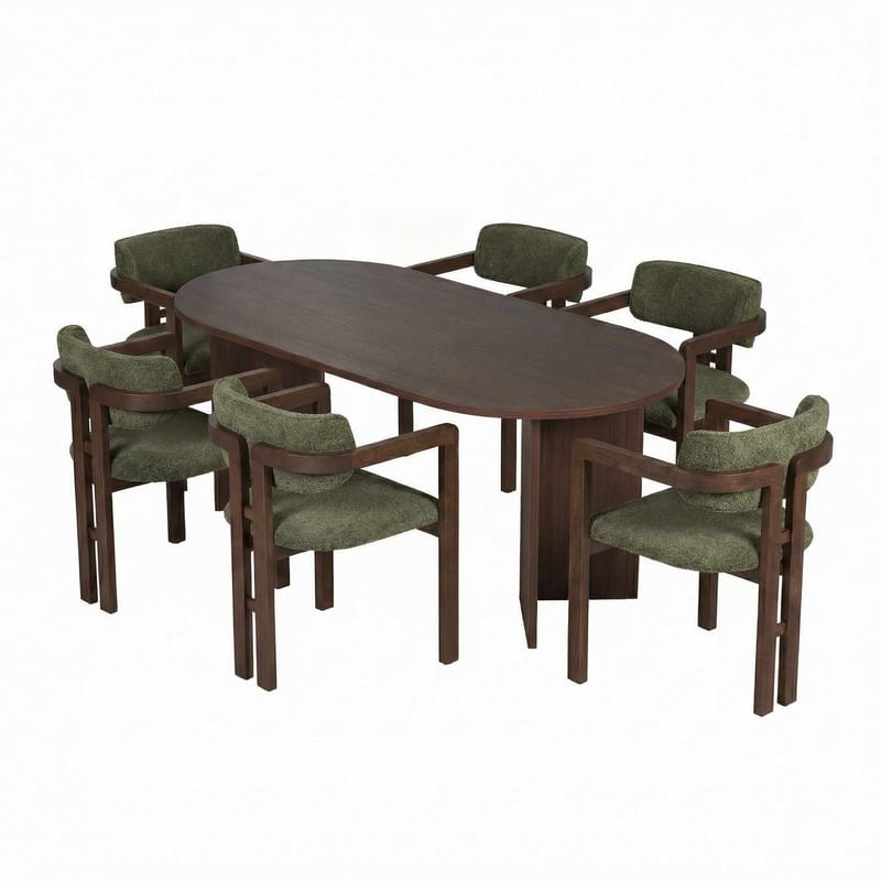 Dano Matbord 180 cm med 6 Bonavista Stolar - Milano Walnut, Dark Walnut, Green - Möbler - Matplats - Matgrupp & matbord med stolar