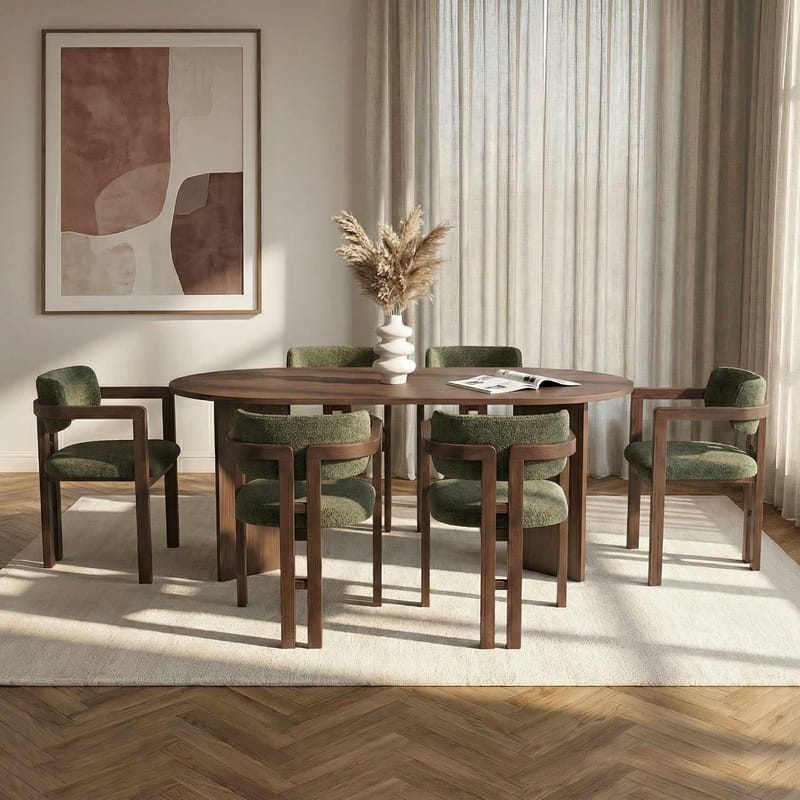 Dano Matbord 180 cm med 6 Bonavista Stolar - Milano Walnut, Dark Walnut, Green - Möbler - Matplats - Matgrupp & matbord med stolar