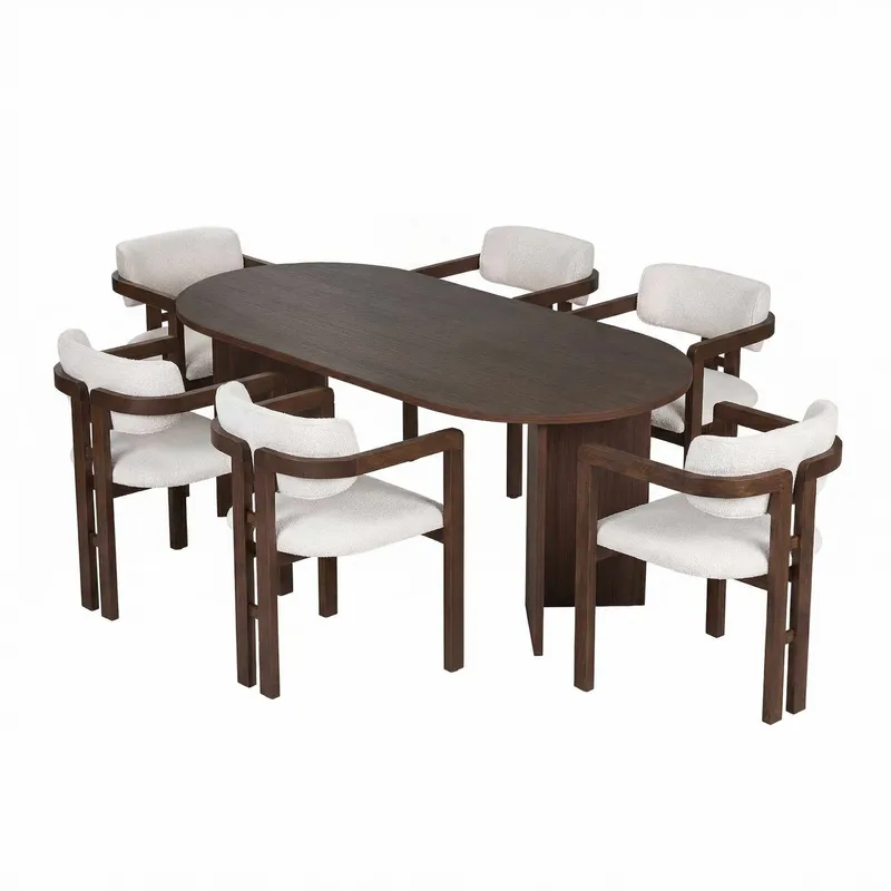 Dano Matbord 180 cm med 6 Bonavista Stolar - Milano Walnut, Dark Walnut, vit - Möbler - Matplats - Matgrupp & matbord med stolar