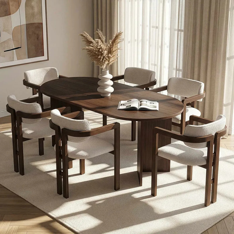 Dano Matbord 180 cm med 6 Bonavista Stolar - Milano Walnut, Dark Walnut, vit - Möbler - Matplats - Matgrupp & matbord med stolar