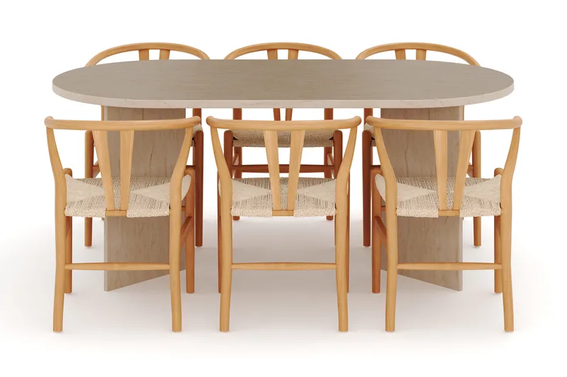 Dano Matbord 180 cm med 6 Dastoori Matstolar - Travertin / Natur - Möbler - Matplats - Matgrupp & matbord med stolar