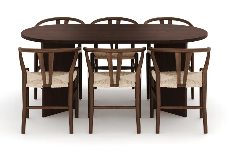 Dano Matbord 180 cm med 6 Dastoori Matstolar - Valnöt - Möbler - Matplats - Matgrupp & matbord med stolar