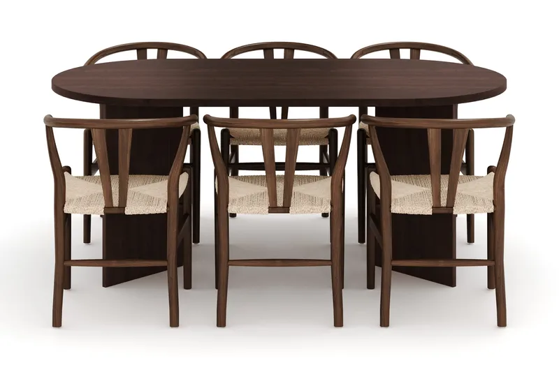 Dano Matbord 180 cm  med 6 Dastoori Matstolar - Valnöt - Möbler - Matplats - Matgrupp & matbord med stolar