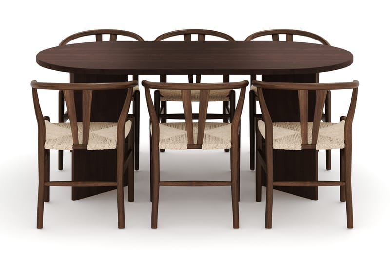 Dano Matbord 180 cm med 6 DEPIJP Matstolar - Valnöt - Möbler - Matplats - Matgrupp & matbord med stolar