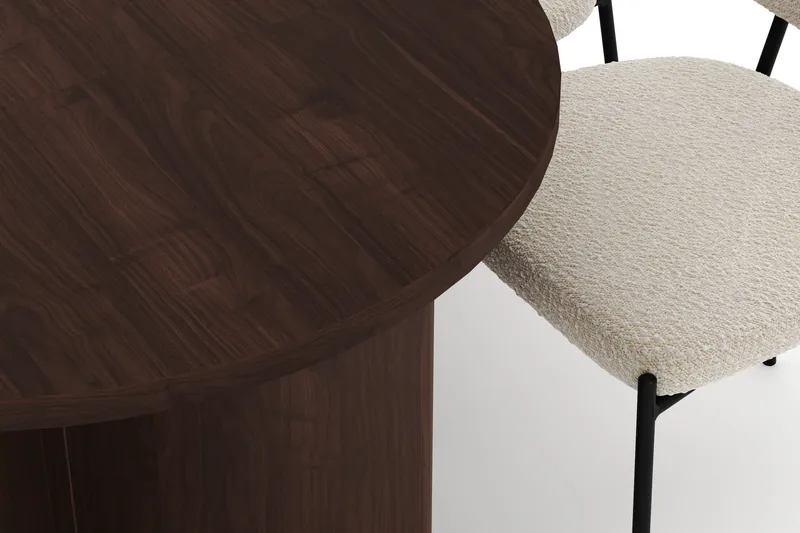 Dano Matbord 180 cm med 6 Gemmiano Matstolar - Valnöt / Vit Bouclé - Möbler - Matplats - Matgrupp & matbord med stolar