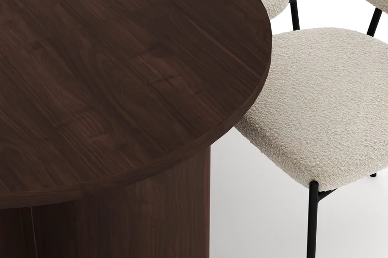 Dano Matbord 180 cm  med 6 Gemmiano Matstolar - Valnöt / Vit Bouclé - Möbler - Matplats - Matgrupp & matbord med stolar