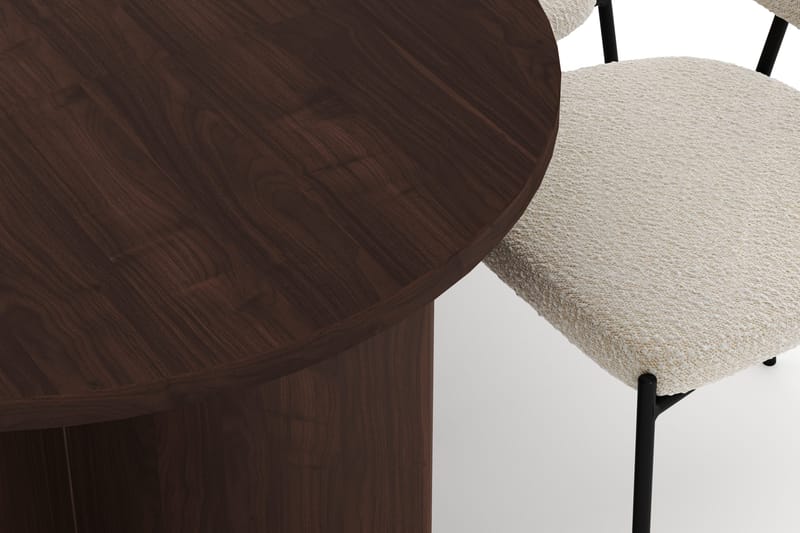 Dano Matbord 180 cm  med 6 Gemmiano Matstolar - Valnöt / Vit Bouclé - Möbler - Matplats - Matgrupp & matbord med stolar