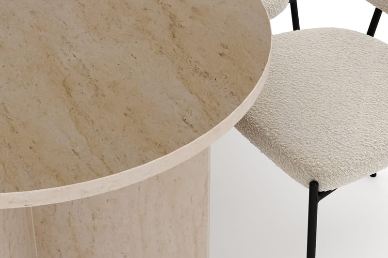 Dano Matbord 180 cm med 6 KARLBERGS Matstolar - Travertin / Vit Bouclé - Möbler - Matplats - Matgrupp & matbord med stolar