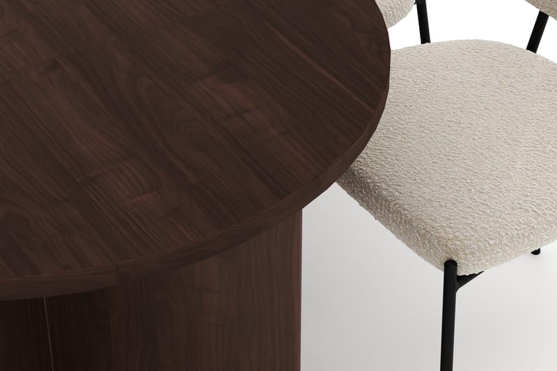 Dano Matbord 180 cm med 6 KARLBERGS Matstolar - Valnöt / Vit Bouclé - Möbler - Matplats - Matgrupp & matbord med stolar