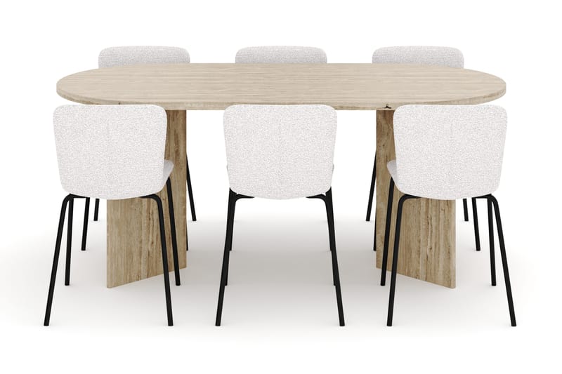 Dano Matbord 180 cm  med 6 Katy Matstolar - Travertin / Vit - Möbler - Matplats - Matgrupp & matbord med stolar