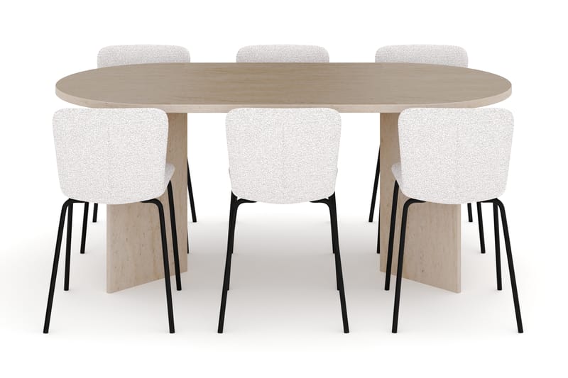 Dano Matbord 180 cm med 6 Katy Matstolar - Travertin / Vit - Möbler - Matplats - Matgrupp & matbord med stolar