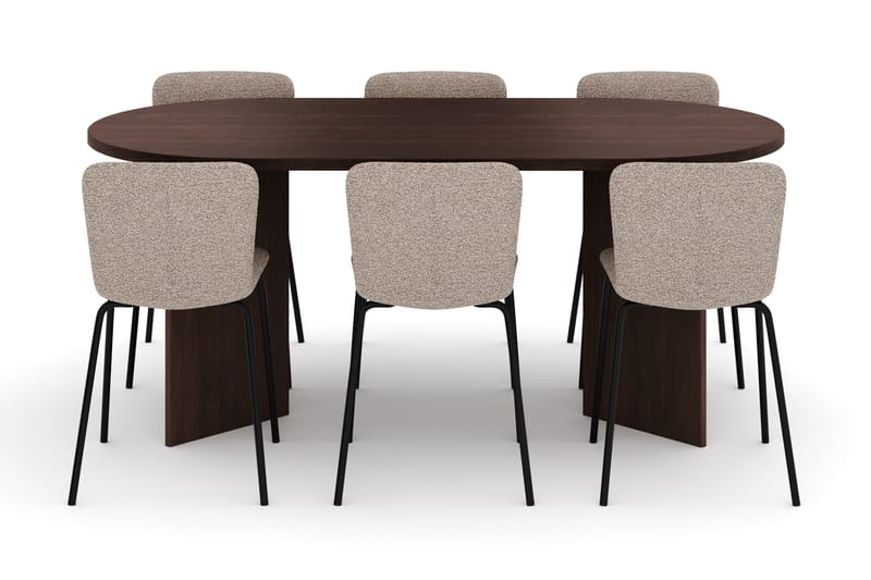 Dano Matbord 180 cm med 6 Katy Matstolar - Valnöt / Greige - Möbler - Matplats - Matgrupp & matbord med stolar