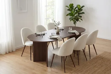 Dano Matbord 180 cm med 6 Nibe Plus Matstolar - Vit/Brun - Möbler - Matplats - Matgrupp & matbord med stolar