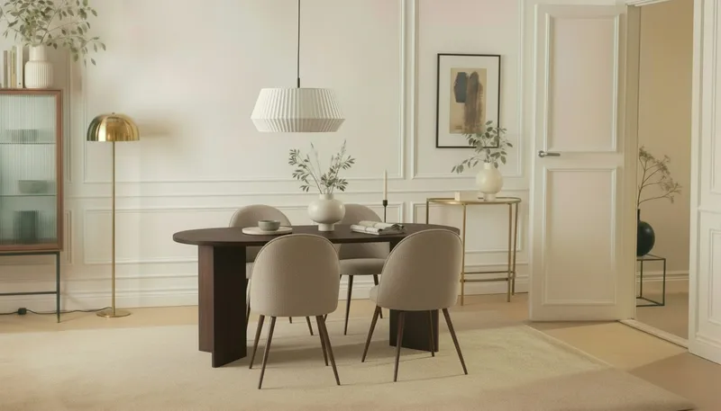 Dano Matbord 180 cm  med 6 Nibe Plus Matstolar - Valnöt / Greige - Möbler - Matplats - Matgrupp & matbord med stolar